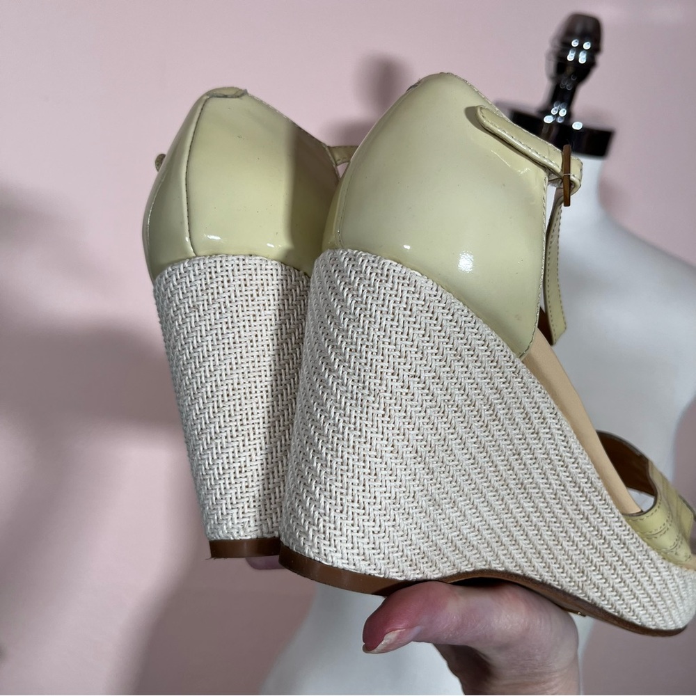 Cole Haan Classic Mobwife Cream leather Espadrilles wedge Heel Sandals shoe 9.5 - Picture 8 of 17